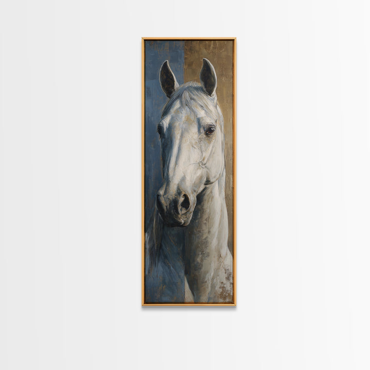 Neutral Horse Portrait Framed Canvas Print, Hotel Art, Mid Century Modern, Hotel Decor, Oil Painting, Boutique, Coastal Decor, HOT-1x3-52
