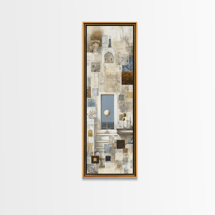 Mediterranean Terrace View Focused on Sea and Framed Canvas Print, Hotel Art, Gallery Decor, Hotel Decor, Fine Art, Boutique, HOT-1x3-71