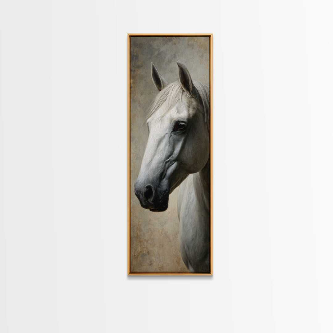 Neutral Horse Portrait Framed Canvas Print, Hotel Art, Coastal Wall Art, Hotel Decor, Fine Art, Boutique, Fine Art Print, HOT-1x3-76