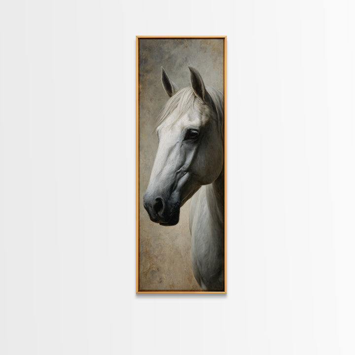 Neutral Horse Portrait Framed Canvas Print, Hotel Art, Coastal Wall Art, Hotel Decor, Fine Art, Boutique, Fine Art Print, HOT-1x3-76