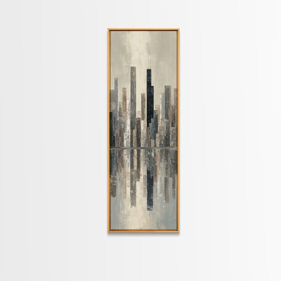 Quiet City Skyline Canvas Print, Hotel Art, Contemporary Art, Hotel Decor, Abstract Art, Boutique, Art Deco, Framed Art, HOT-1x3-86