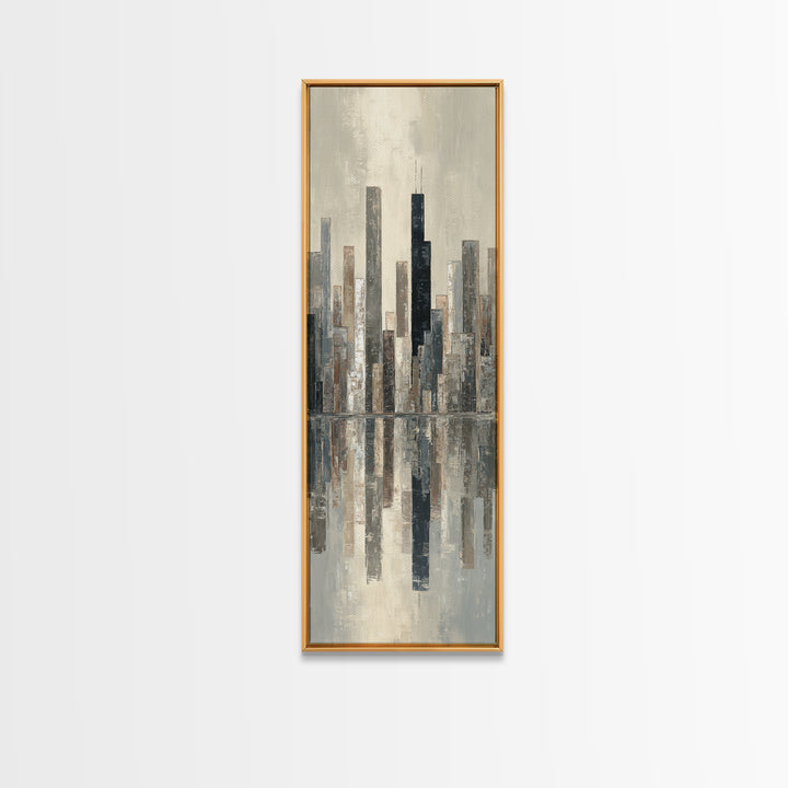 Quiet City Skyline Canvas Print, Hotel Art, Contemporary Art, Hotel Decor, Abstract Art, Boutique, Art Deco, Framed Art, HOT-1x3-86