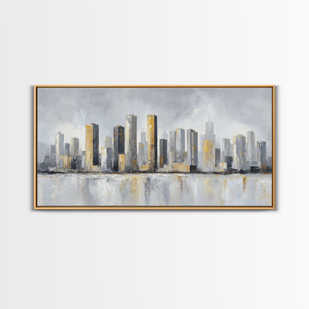 Quiet City Skyline Canvas Print, Hotel Art, Hotel Decor, Abstract Art, Boutique, Hazbin Hotel, Mid Century Modern, HOT-2x1-22