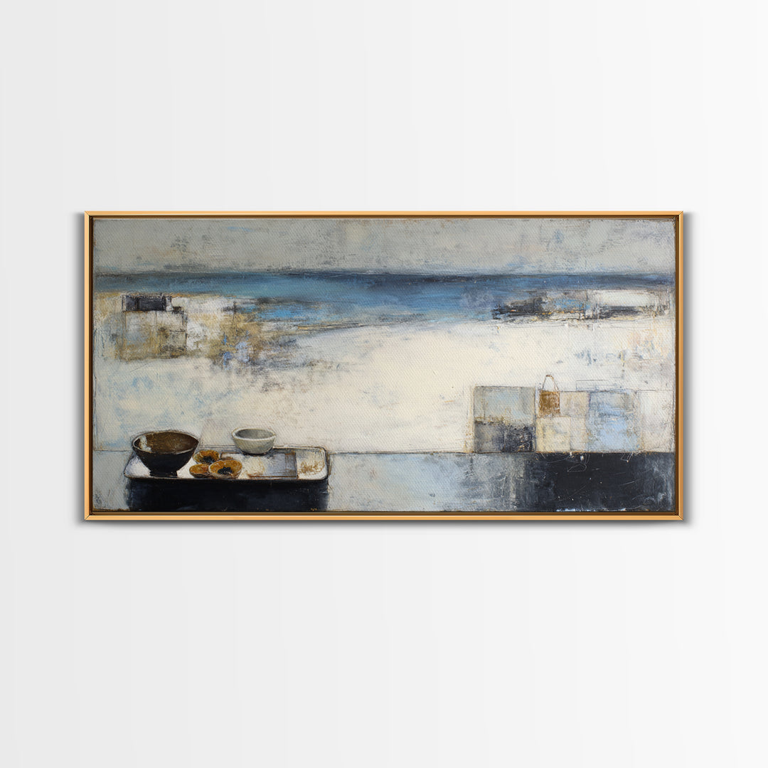 Mediterranean Terrace View Focused on Sea and Canvas Print, Hotel Art, Large Wall Art, Hotel Decor, Fine Art, Boutique, HOT-2x1-31