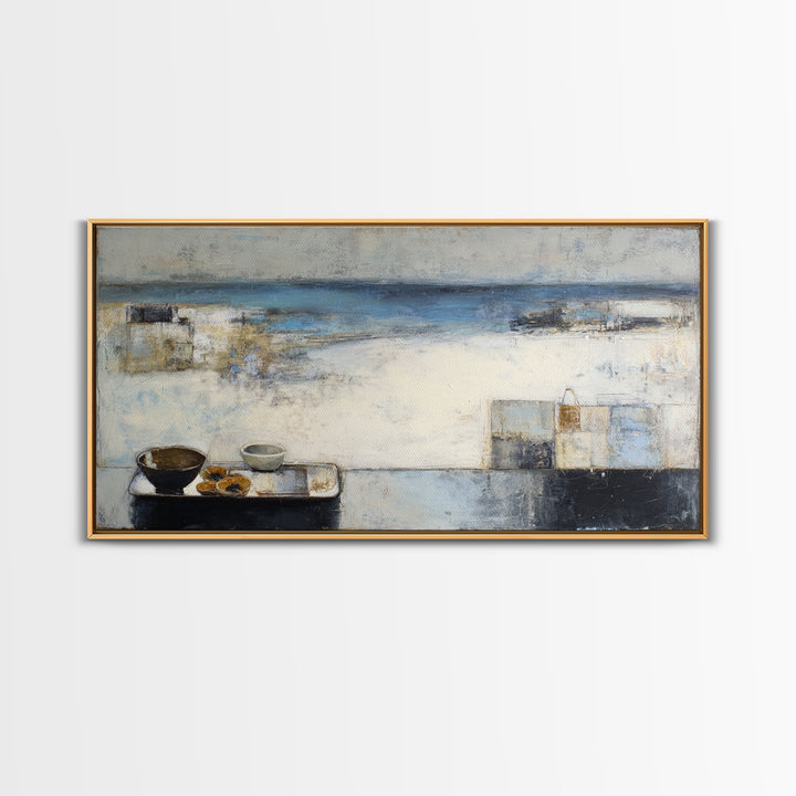 Mediterranean Terrace View Focused on Sea and Canvas Print, Hotel Art, Large Wall Art, Hotel Decor, Fine Art, Boutique, HOT-2x1-31