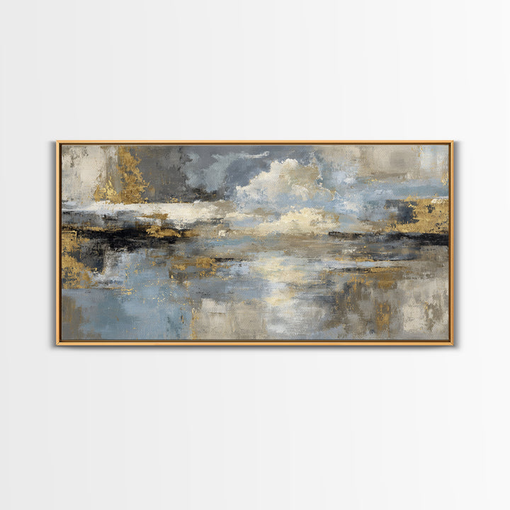 Gold Accented Abstract for Upscale Lobby Framed Canvas Print, Hotel Art, Wall Decor, Hotel Decor, Abstract Art, Boutique, HOT-2x1-33