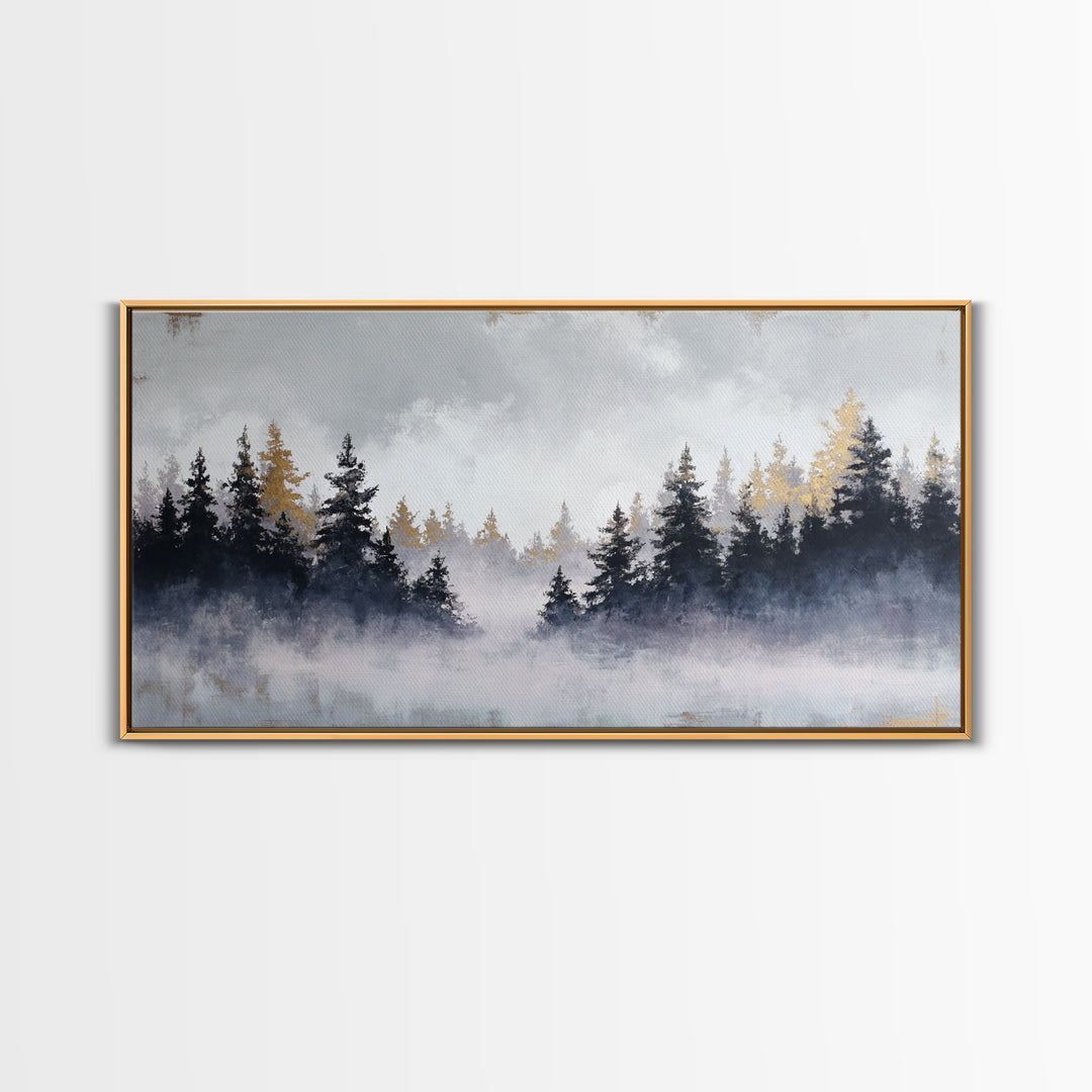 Misty Forest with Refined Calm Atmosphere Framed Canvas Print, Hotel Art, Contemporary Art, Hotel Decor, Fine Art, Boutique, HOT-2x1-34