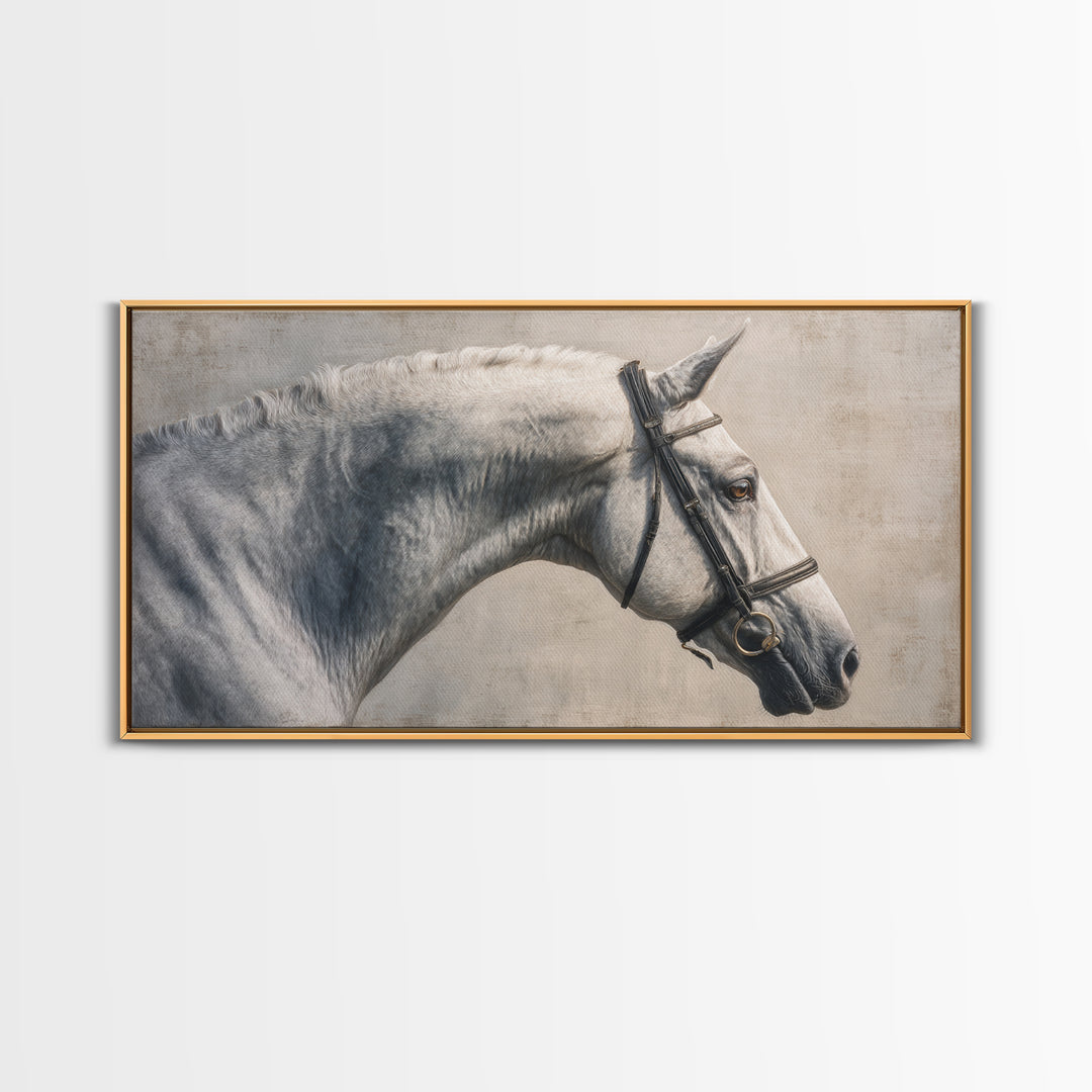 Neutral Horse Portrait Canvas Print, Hotel Art, Home Decor, Hotel Decor, Fine Art, Boutique, Framed Art, Wood Wall Art, HOT-2x1-36