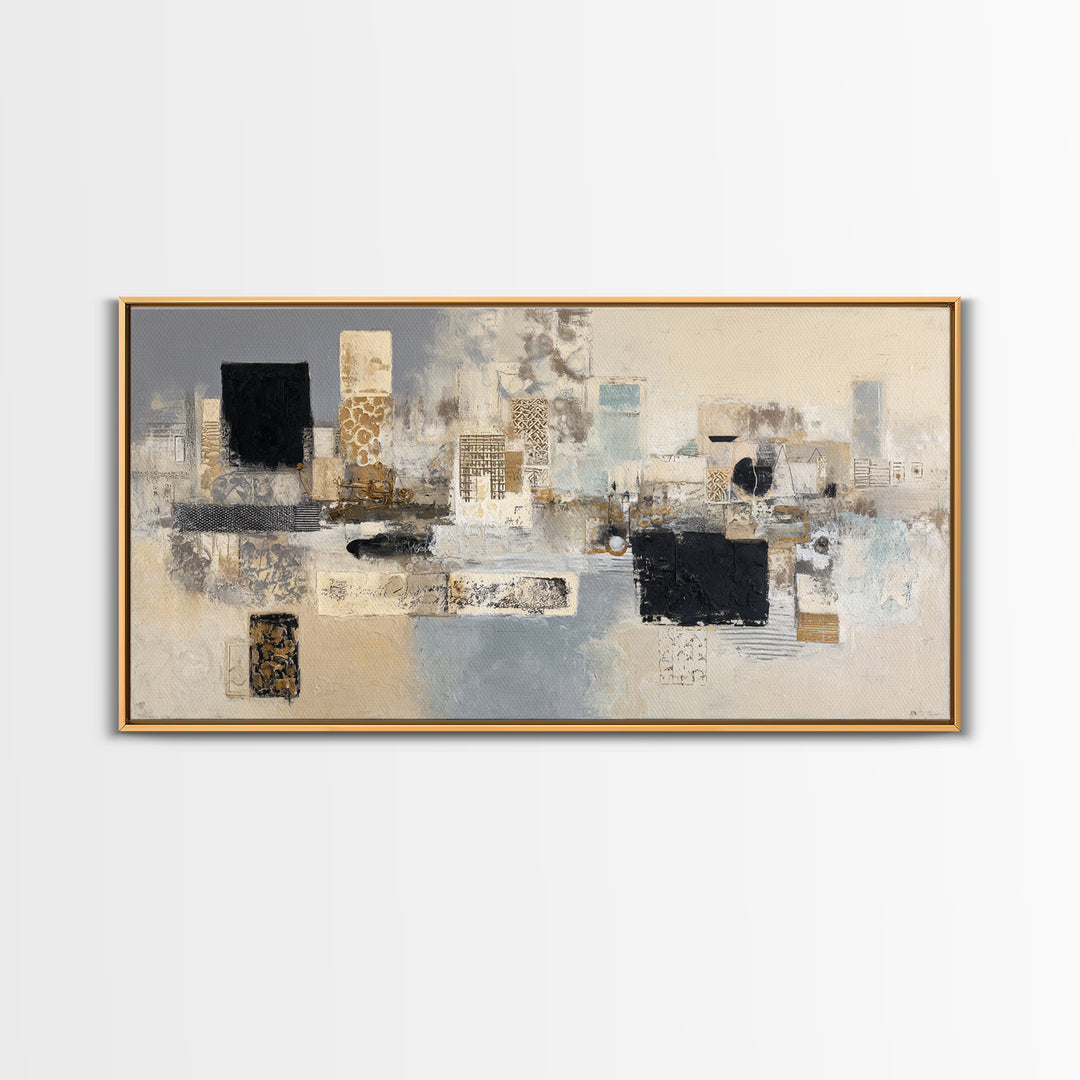 Sophisticated Neutral Abstract Framed Canvas Print, Hotel Art, Abstract Art, Hotel Decor, Fine Art, Boutique, Gallery Wall Art, HOT-2x1-45