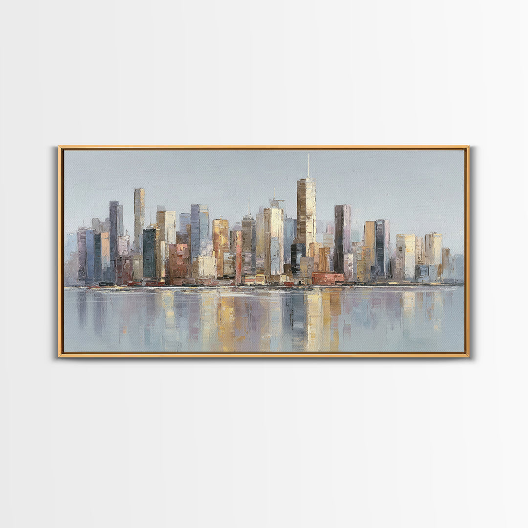 Quiet City Skyline Framed Canvas Print, Hotel Art, Poster, Hotel Decor, Fine Art, Boutique, Wood Wall Art, Printable Art, HOT-2x1-46