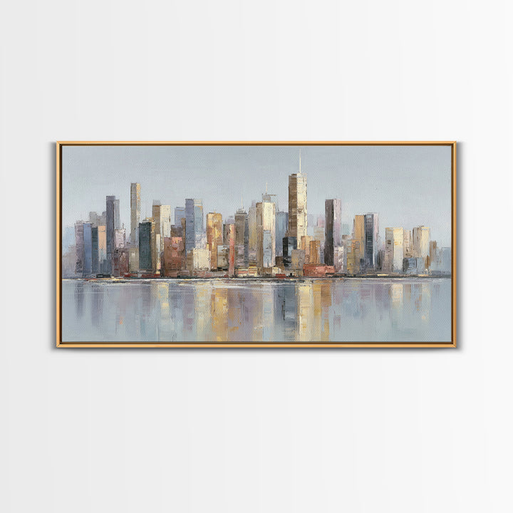 Quiet City Skyline Framed Canvas Print, Hotel Art, Poster, Hotel Decor, Fine Art, Boutique, Wood Wall Art, Printable Art, HOT-2x1-46
