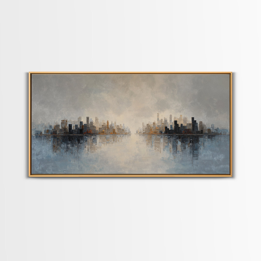 Quiet City Skyline Canvas Print, Hotel Art, Art Print, Hotel Decor, Fine Art, Boutique, Wall Sculpture, Coastal Wall Art, HOT-2x1-70