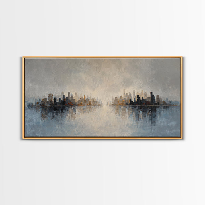 Quiet City Skyline Canvas Print, Hotel Art, Art Print, Hotel Decor, Fine Art, Boutique, Wall Sculpture, Coastal Wall Art, HOT-2x1-70
