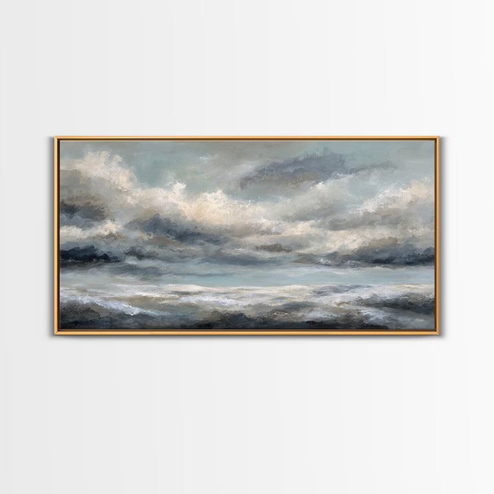 Large Cloudscape with Subtle Drama Framed Canvas Print, Hotel Art, Living Room Decor, Hotel Decor, Fine Art, Boutique, HOT-2x1-85
