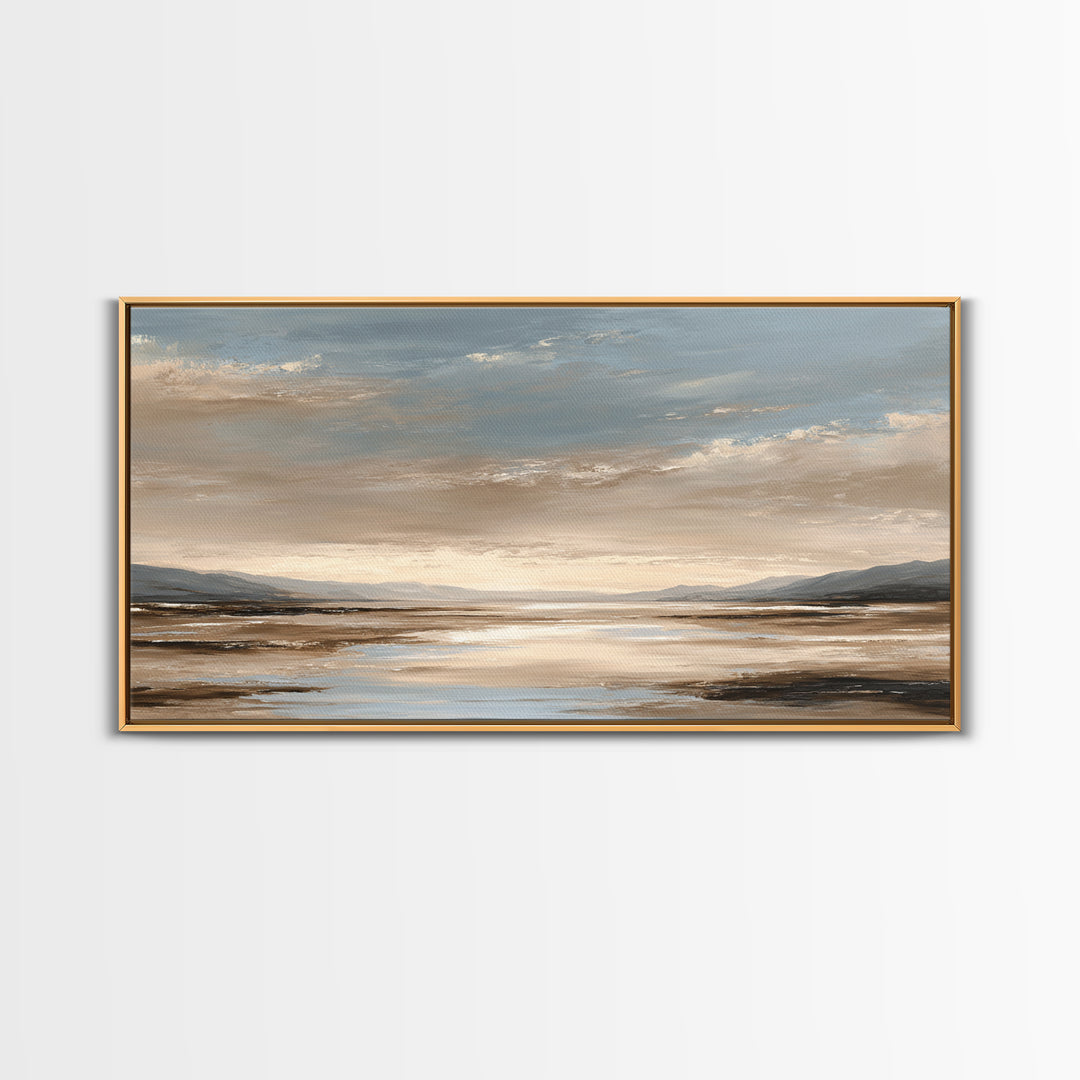 Panoramic Desert Horizon Framed Canvas Print, Hotel Art, Framed Art, Hotel Decor, Boutique, Beach Prints, Gallery Wall Set, HOT-2x1-88