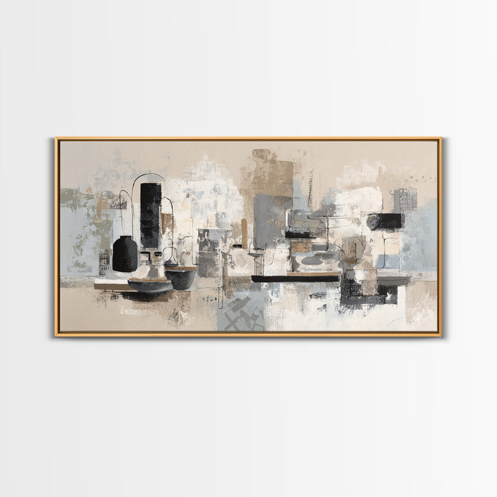 Simple Black Line Figure Framed Canvas Print, Hotel Art, Large Wall Art, Hotel Decor, Fine Art, Boutique, Beach Decor, HOT-2x1-91