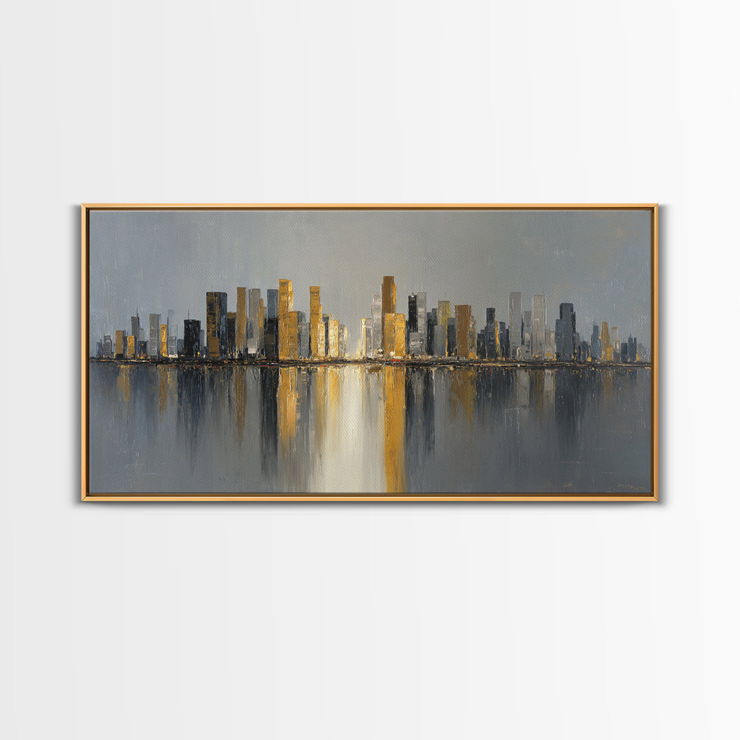 Quiet City Skyline Canvas Print, Hotel Art, Art Print, Hotel Decor, Fine Art, Boutique, Wall Sculpture, Coastal Wall Art, HOT-2x1-94