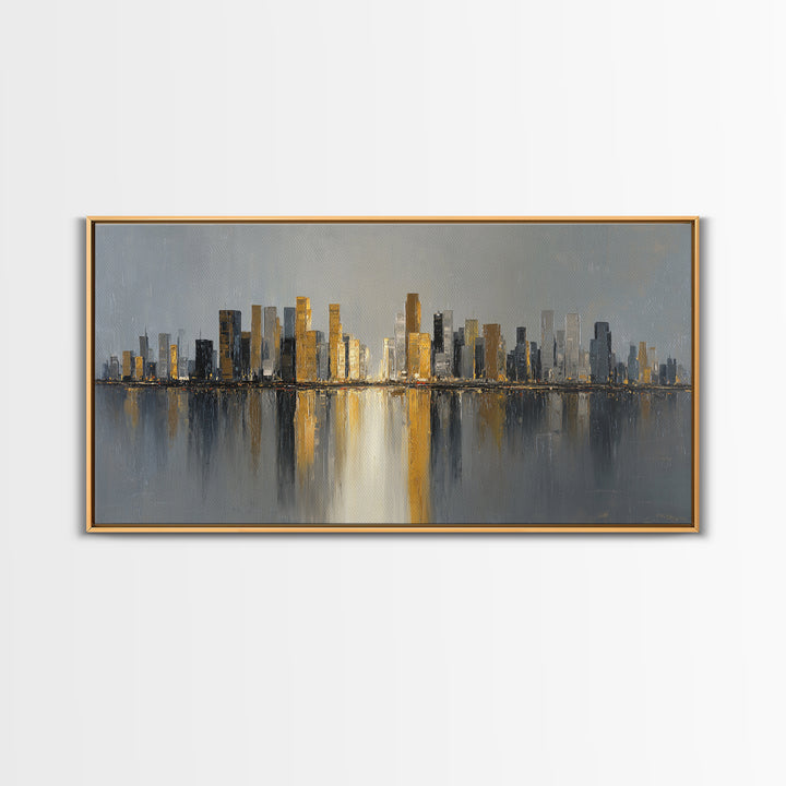 Quiet City Skyline Canvas Print, Hotel Art, Art Print, Hotel Decor, Fine Art, Boutique, Wall Sculpture, Coastal Wall Art, HOT-2x1-94