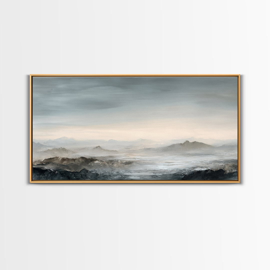 Luxury Monochrome Landscape Canvas Print, Hotel Art, Hazbin Hotel, Hotel Decor, Fine Art, Boutique, Coastal Wall Art, HOT-2x1-98