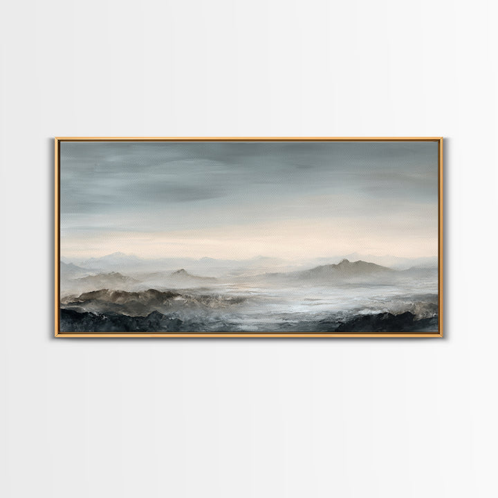 Luxury Monochrome Landscape Canvas Print, Hotel Art, Hazbin Hotel, Hotel Decor, Fine Art, Boutique, Coastal Wall Art, HOT-2x1-98