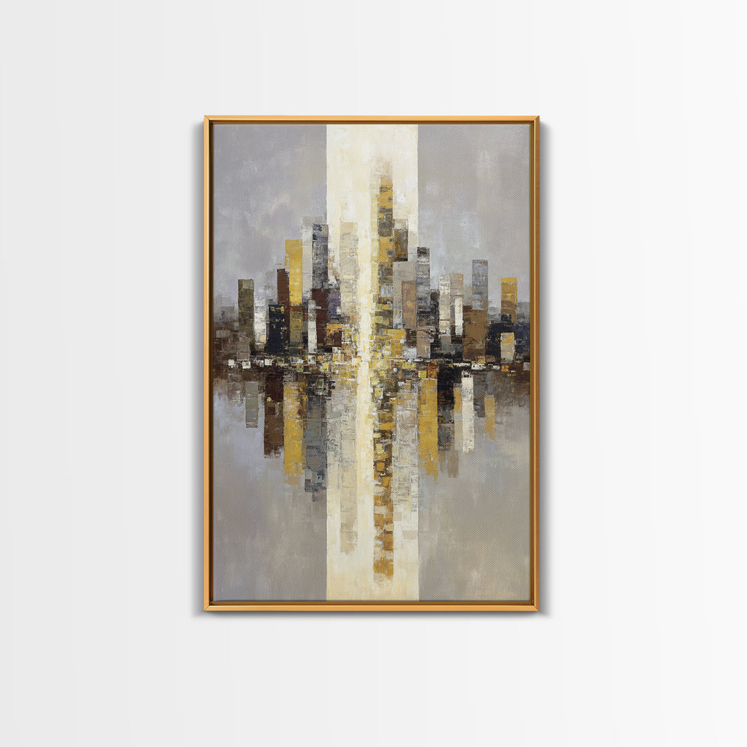 Quiet City Skyline Canvas Print, Hotel Art, Contemporary Art, Hotel Decor, Abstract Art, Boutique, Art Deco, Framed Art, HOT-2x3-10
