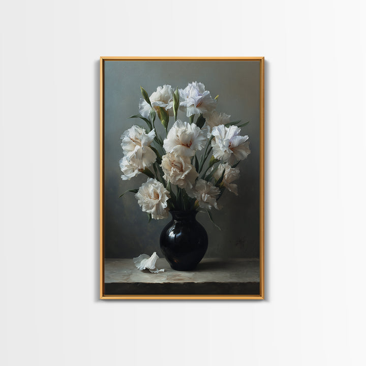 Classic Oil Painted Floral Still Life Framed Canvas Print, Hotel Art, Art Deco, Hotel Decor, Boutique, Minimalist Wall Art, HOT-2x3-17