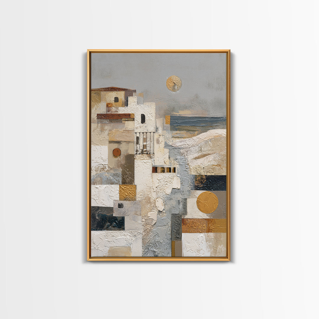 Mediterranean Terrace View Focused on Sea and Framed Canvas Print, Hotel Art, Contemporary Art, Hotel Decor, Fine Art, Boutique, HOT-2x3-19