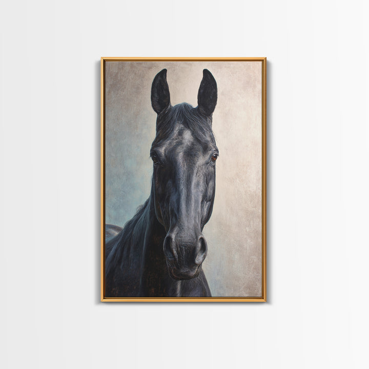 Neutral Horse Portrait Framed Canvas Print, Hotel Art, Home Decor, Hotel Decor, Fine Art, Boutique, Framed Art, Wood Wall Art, HOT-2x3-48
