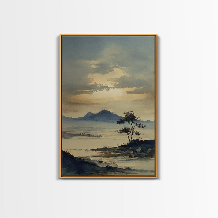 Japanese Ink Landscape Canvas Print, Hotel Art, Art, Hotel Decor, Oil Painting, Boutique, Printable Art, Living Room Decor, HOT-2x3-50