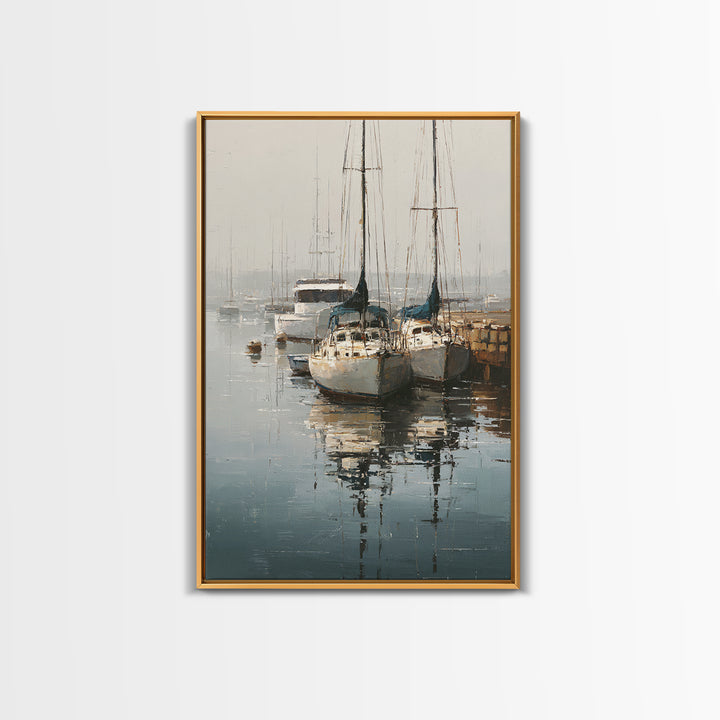Quiet Harbor with Sailboats at Dawn Canvas Print, Hotel Art, Wall Decor, Hotel Decor, Fine Art, Boutique, Living Room Decor, HOT-2x3-54