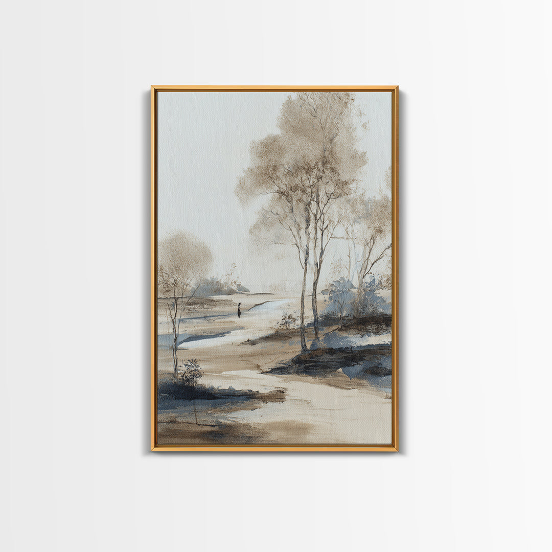 Japanese Ink Landscape Framed Canvas Print, Hotel Art, Hazbin Hotel, Hotel Decor, Fine Art, Boutique, Coastal Wall Art, HOT-2x3-74