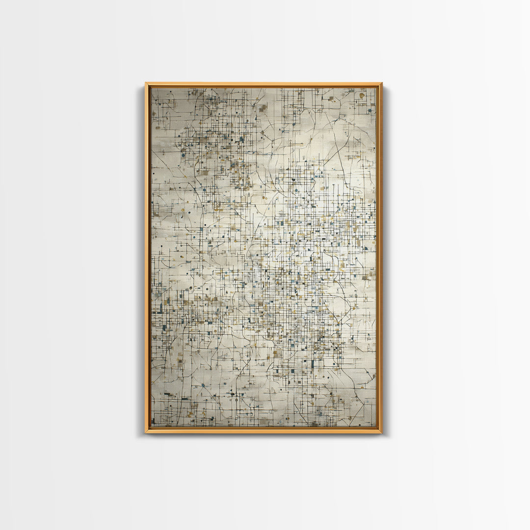 City Map Abstract Lines Without Readable Labels Framed Canvas Print, Hotel Art, Hazbin Hotel, Hotel Decor, Abstract Art, HOT-2x3-80