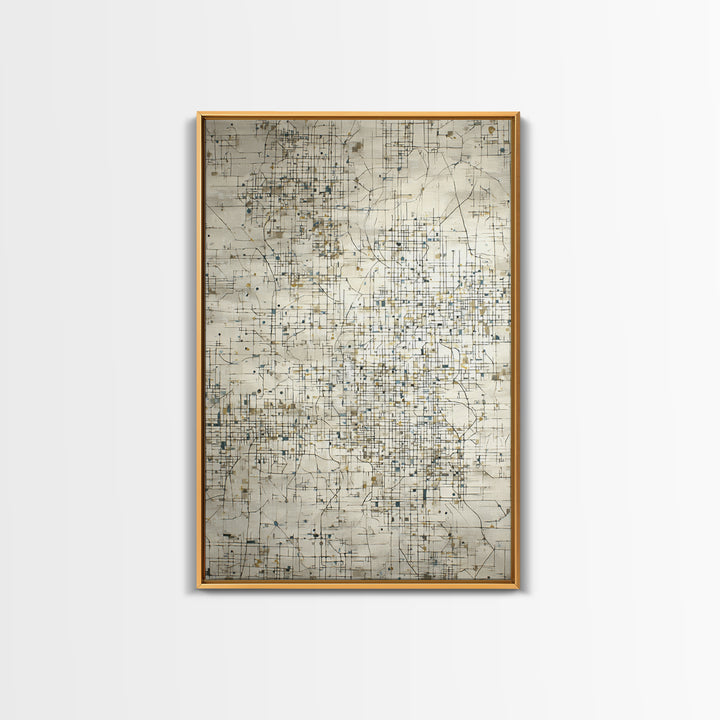 City Map Abstract Lines Without Readable Labels Framed Canvas Print, Hotel Art, Hazbin Hotel, Hotel Decor, Abstract Art, HOT-2x3-80