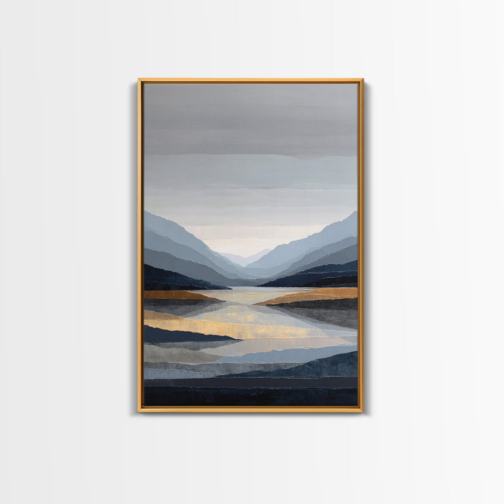 Serene Mountain Lake for Boutique Hotel Mood Framed Canvas Print, Hotel Art, Living Room Decor, Hotel Decor, Fine Art, Boutique, HOT-2x3-88