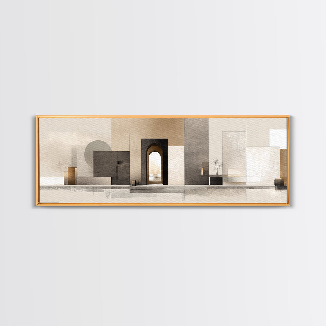 Minimal Architectural Arch Study Canvas Print, Hotel Art, Gallery Wall Set, Hotel Decor, Fine Art, Boutique, Textured Painting, HOT-3x1-20