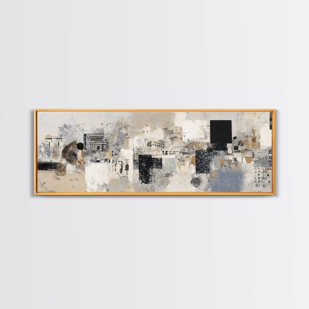 Modern Geometric Composition Framed Canvas Print, Hotel Art, Room Decor, Hotel Decor, Abstract Art, Boutique, Art Print, HOT-3x1-23