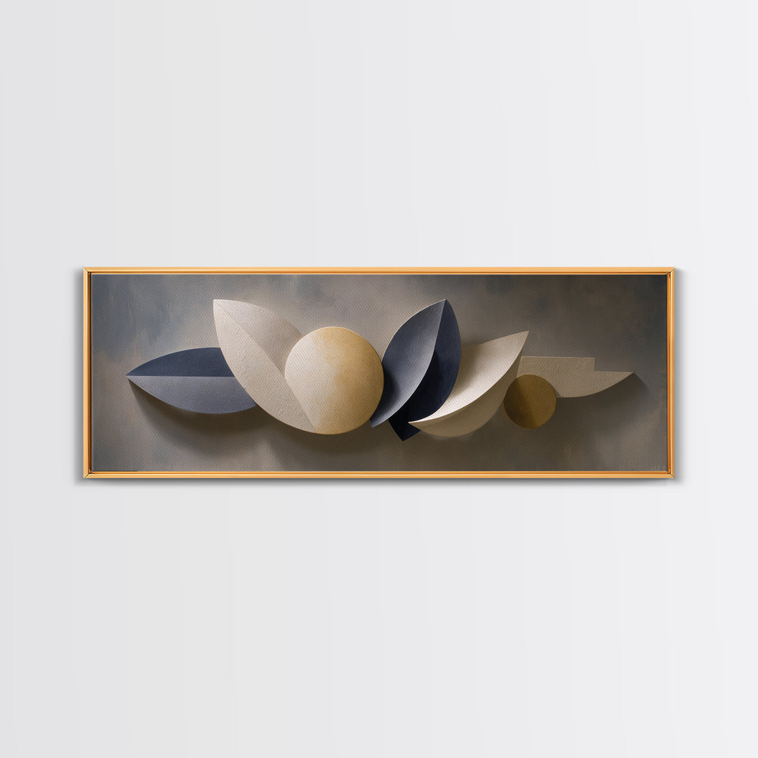 Minimal Sculpture Shapes Framed Canvas Print, Hotel Art, City Wall Art, Hotel Decor, Abstract Art, Boutique, Minimalist Decor, HOT-3x1-28