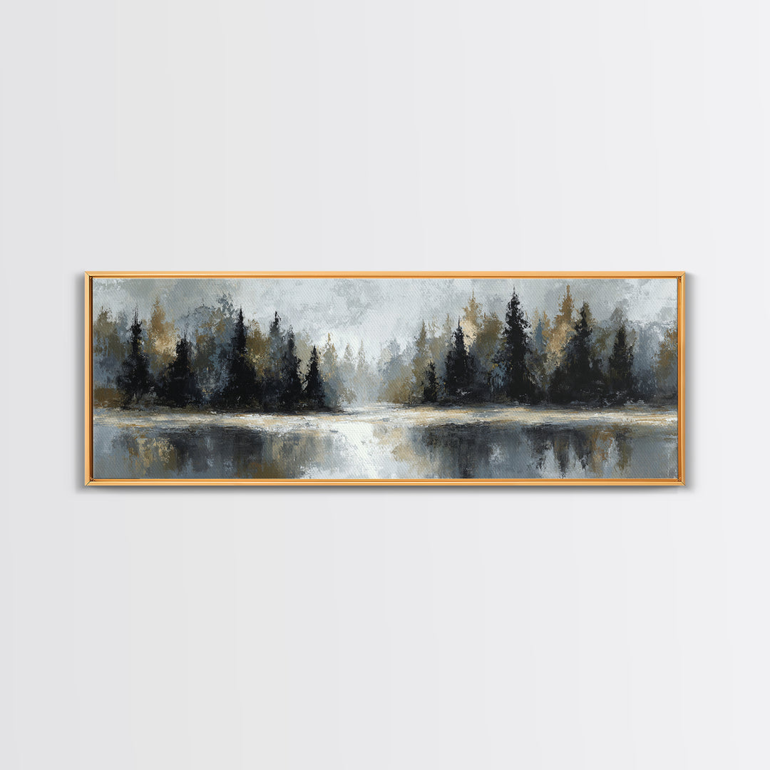 Misty Forest with Refined Calm Atmosphere Canvas Print, Hotel Art, Travel Poster, Hotel Decor, Fine Art, Boutique, HOT-3x1-54