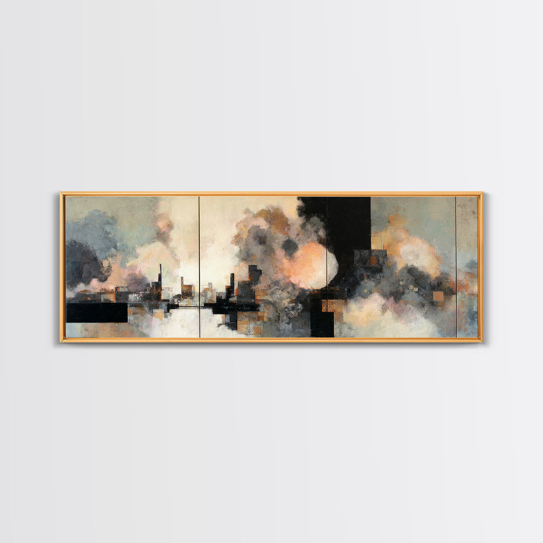 Large Cloudscape with Subtle Drama Framed Canvas Print, Hotel Art, Travel Poster, Hotel Decor, Fine Art, Boutique, HOT-3x1-57