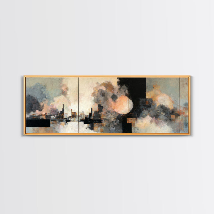 Large Cloudscape with Subtle Drama Framed Canvas Print, Hotel Art, Travel Poster, Hotel Decor, Fine Art, Boutique, HOT-3x1-57