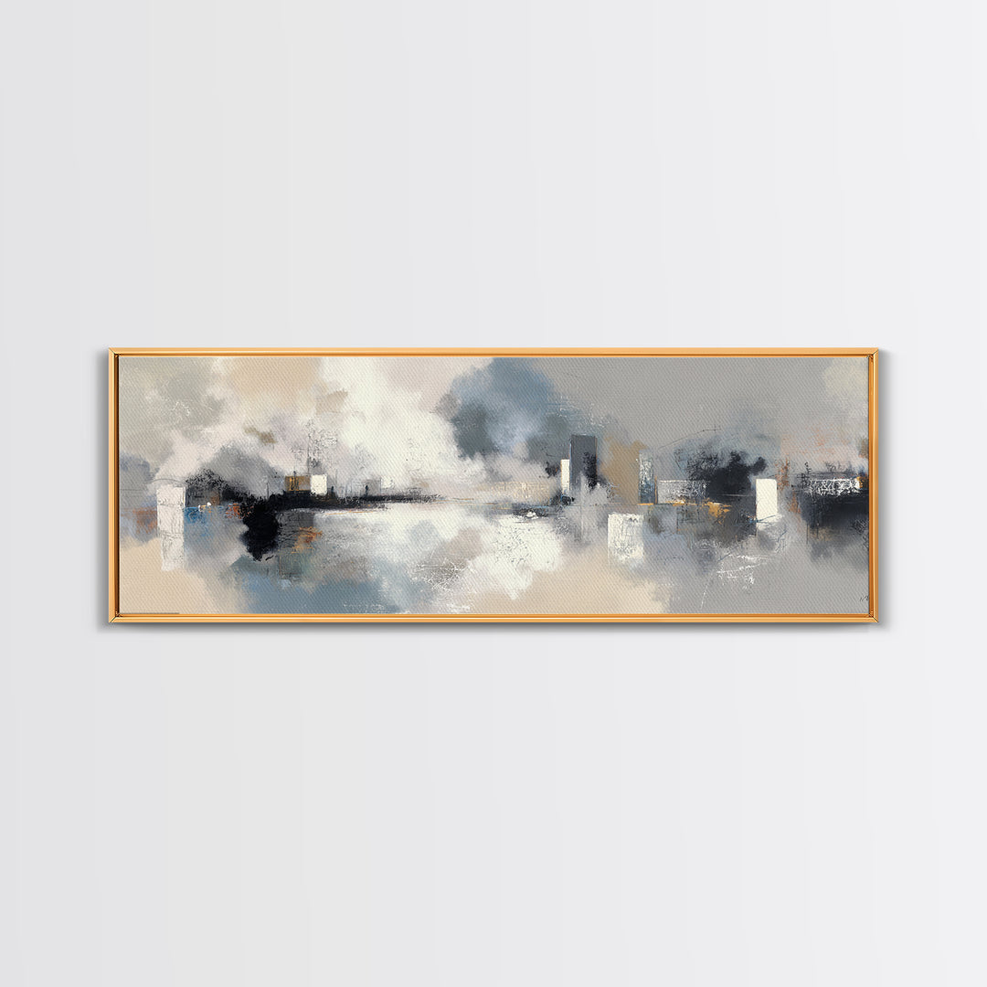 Large Calming Seascape Framed Canvas Print, Hotel Art, Art Deco, Hotel Decor, Fine Art, Boutique, Minimalist Wall Art, HOT-3x1-67