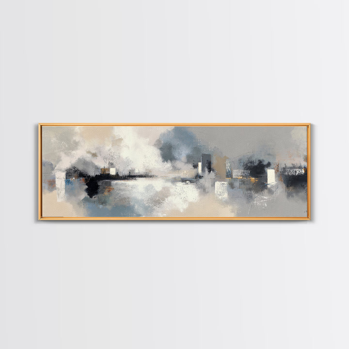 Large Calming Seascape Framed Canvas Print, Hotel Art, Art Deco, Hotel Decor, Fine Art, Boutique, Minimalist Wall Art, HOT-3x1-67