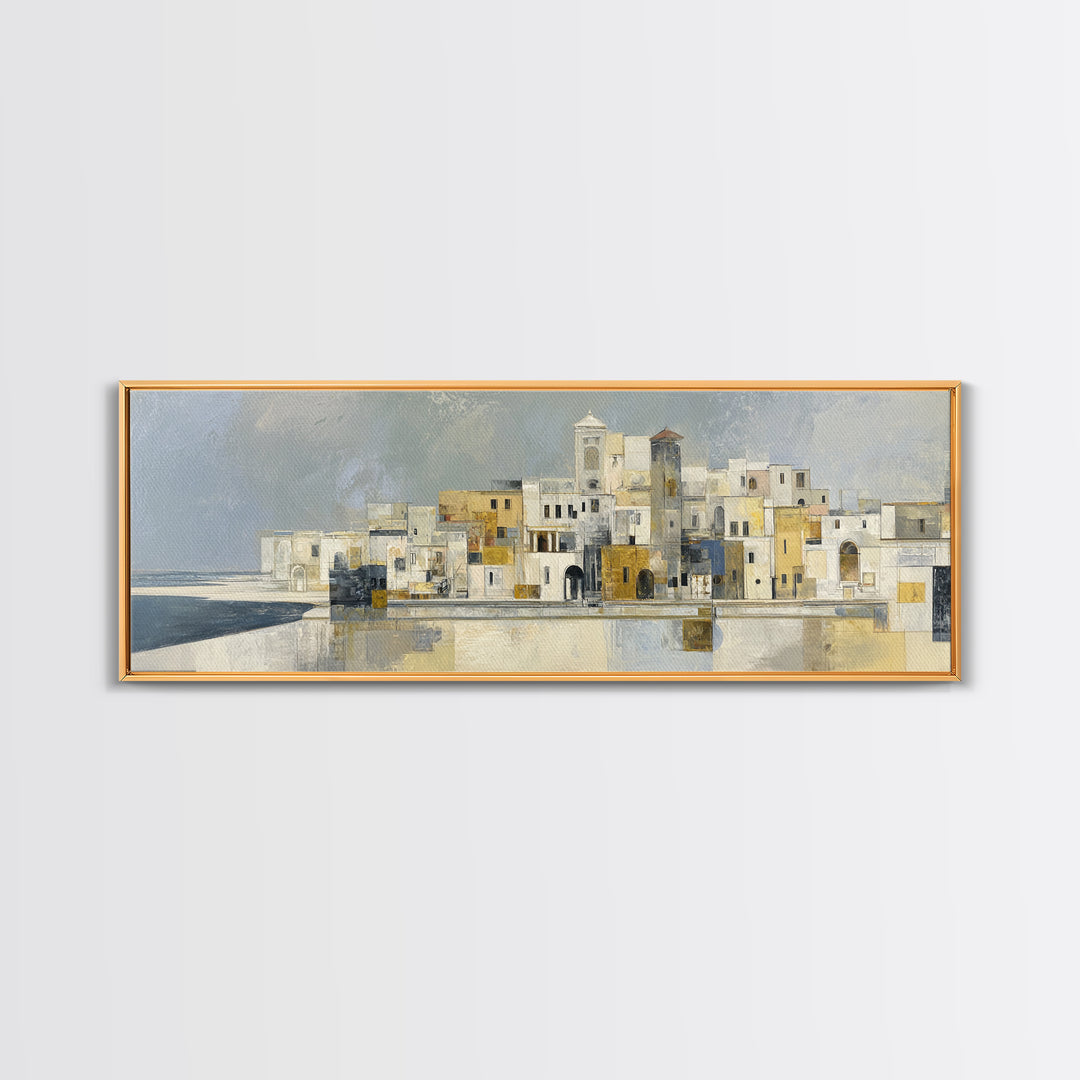 Mediterranean Terrace View Focused on Sea and Canvas Print, Hotel Art, Framed Art, Hotel Decor, Boutique, Beach Prints, HOT-3x1-75