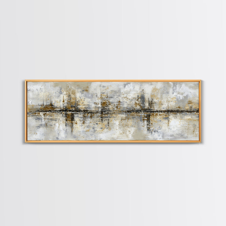 Gold Accented Abstract for Upscale Lobby Framed Canvas Print, Hotel Art, Gallery Wall Set, Hotel Decor, Fine Art, Boutique, HOT-3x1-77