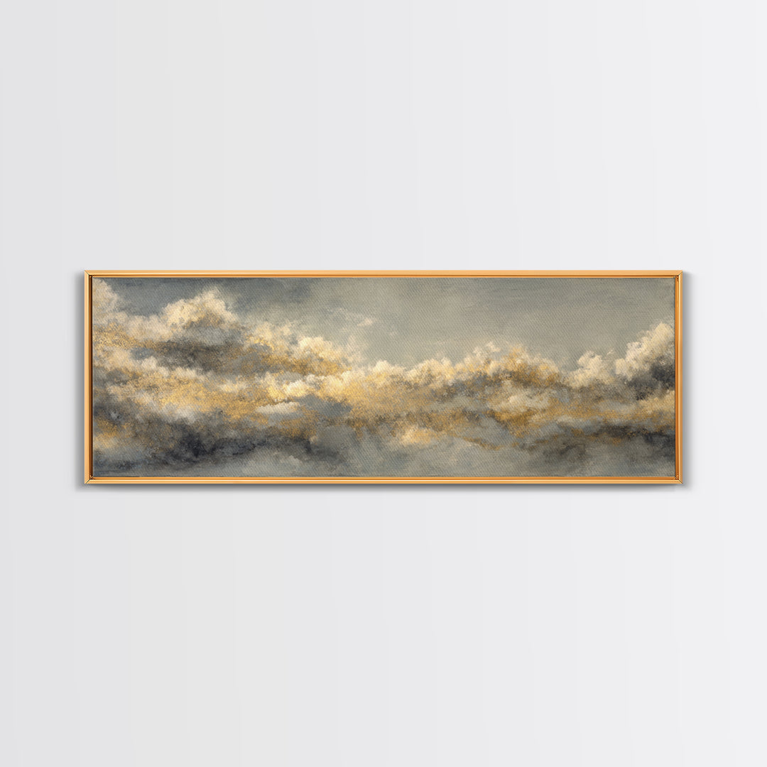 Large Cloudscape with Subtle Drama Framed Canvas Print, Hotel Art, Travel Poster, Hotel Decor, Fine Art, Boutique, HOT-3x1-81