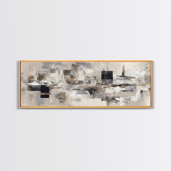 Sophisticated Neutral Abstract Framed Canvas Print, Hotel Art, Boho Decor, Hotel Decor, Fine Art, Boutique, Painting, HOT-3x1-89
