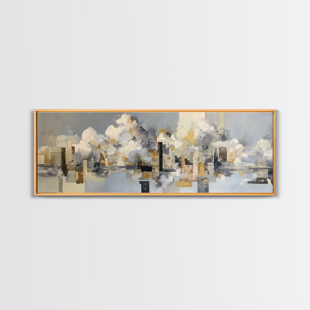 Large Cloudscape with Subtle Drama Framed Canvas Print, Hotel Art, Living Room Decor, Hotel Decor, Fine Art, Boutique, HOT-3x1-9