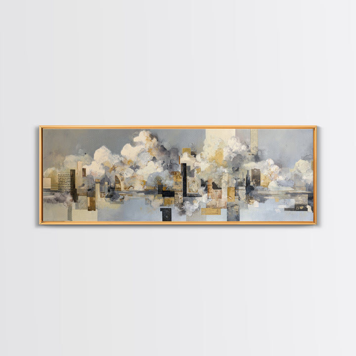 Large Cloudscape with Subtle Drama Framed Canvas Print, Hotel Art, Living Room Decor, Hotel Decor, Fine Art, Boutique, HOT-3x1-9