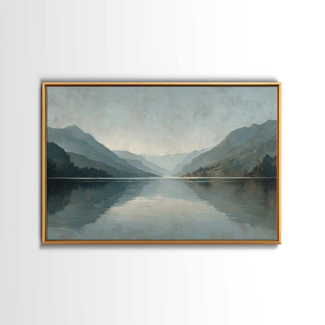 Serene Mountain Lake for Boutique Hotel Mood Canvas Print, Hotel Art, Coastal Decor, Hotel Decor, Oil Painting, Boutique, HOT-3x2-12
