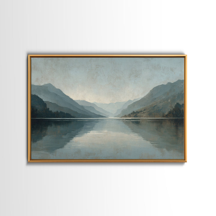 Serene Mountain Lake for Boutique Hotel Mood Canvas Print, Hotel Art, Coastal Decor, Hotel Decor, Oil Painting, Boutique, HOT-3x2-12
